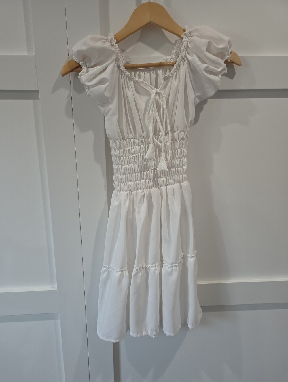 Off-Shoulder White Boho Smocked Blouse